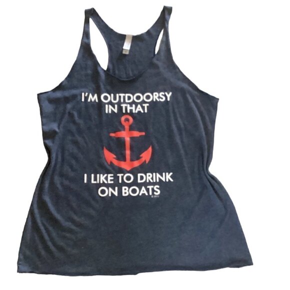 Next Level Apparel Racerback Graphic Tank Top XL Navy Blue 152C - Picture 2 of 8